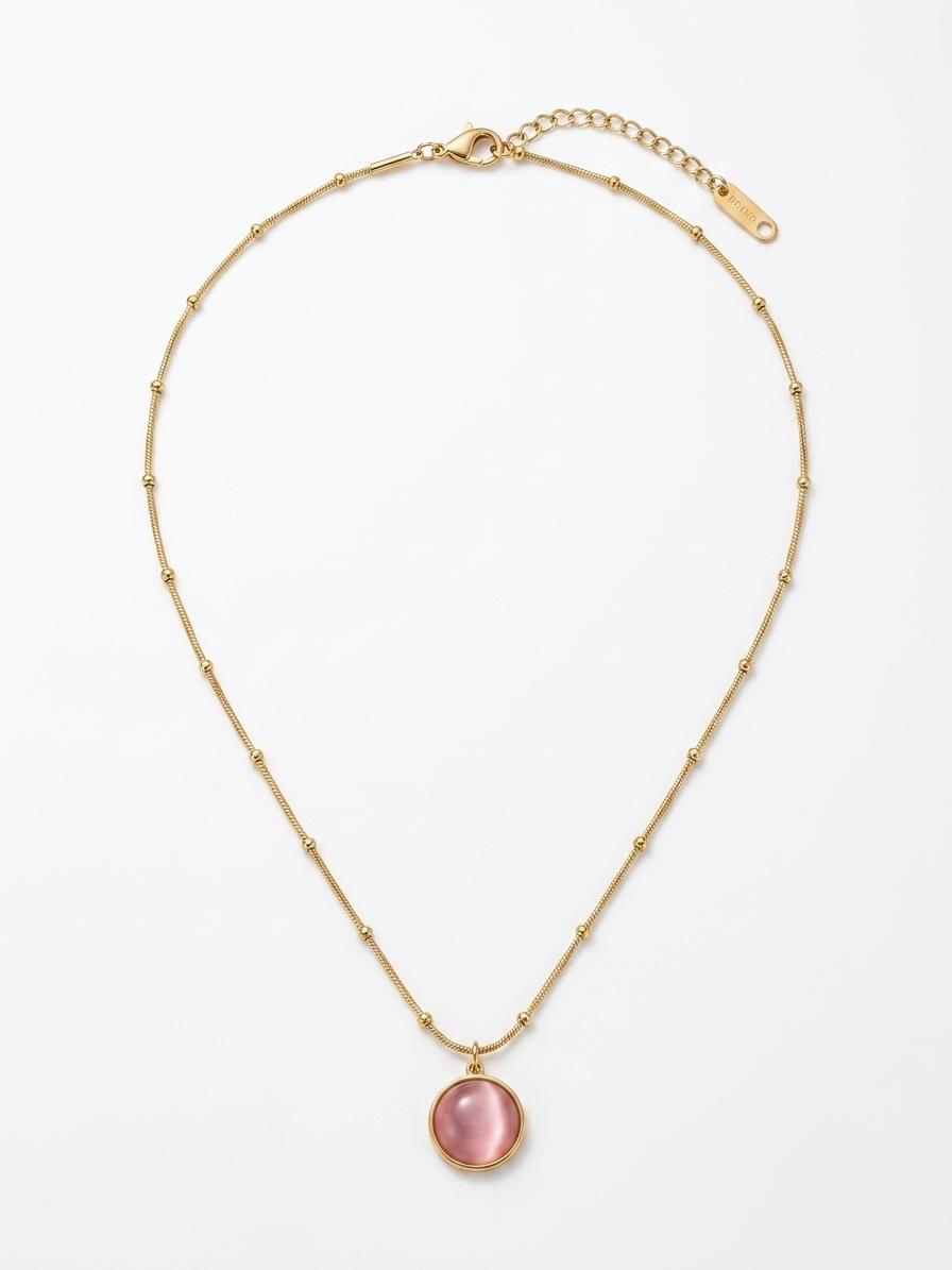 Pink Moonstone Pendant Necklace