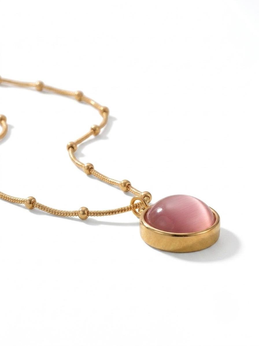 Pink Moonstone Pendant Necklace
