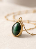 Green Cabochon Pendant Necklace