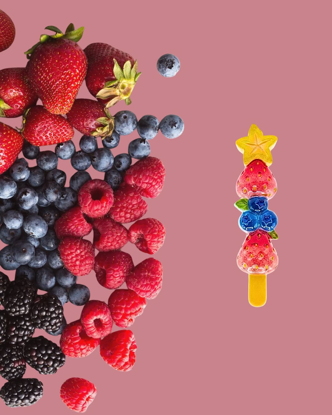 Strawberry, Blueberry & Star Hair Slide