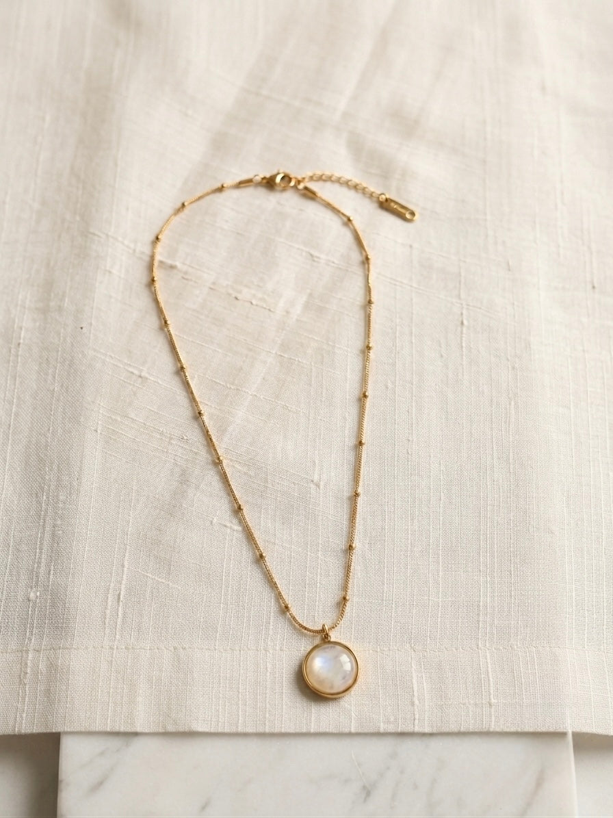Moonstone Pearl Pendant Necklace