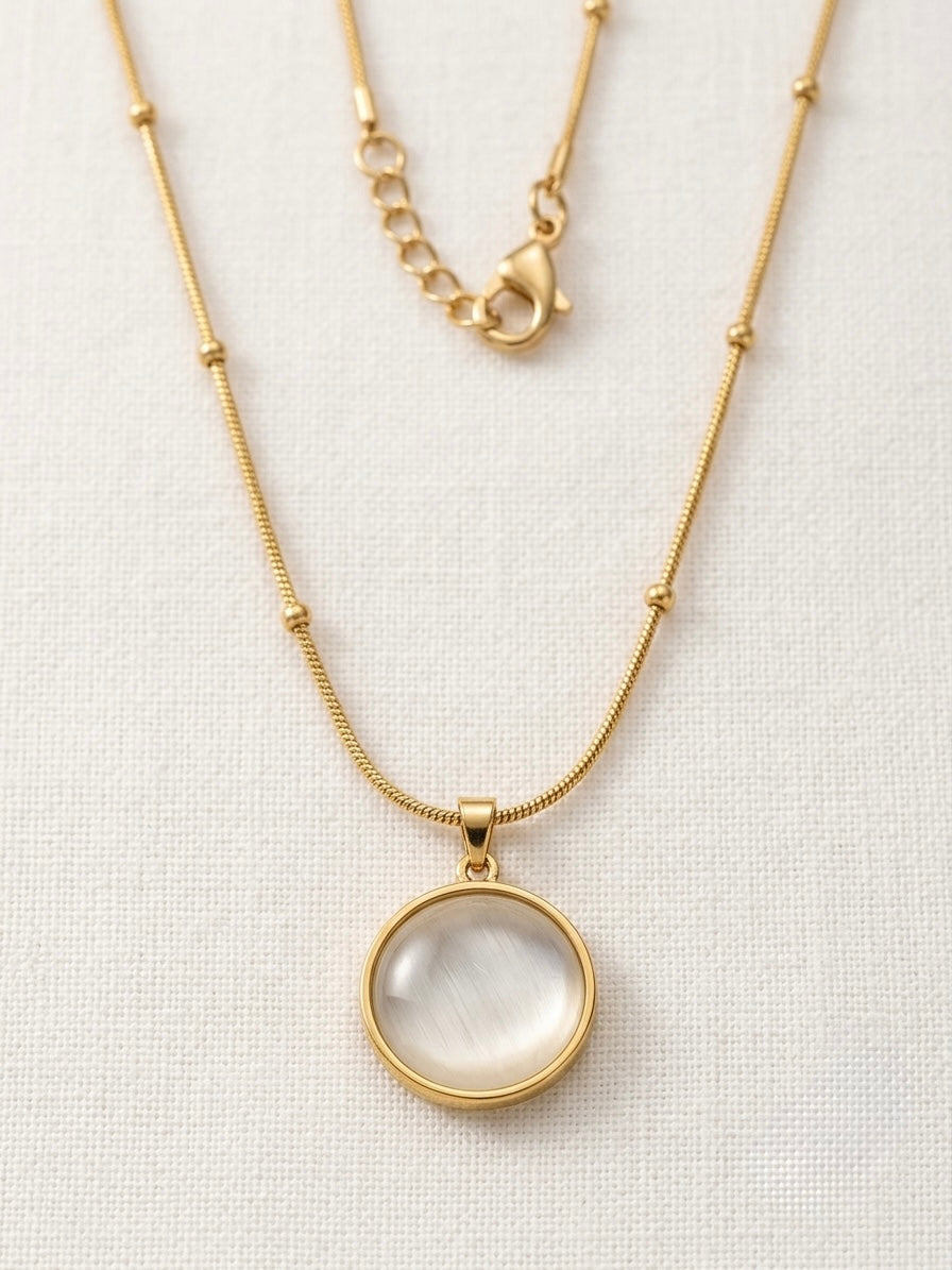 Moonstone Pearl Pendant Necklace