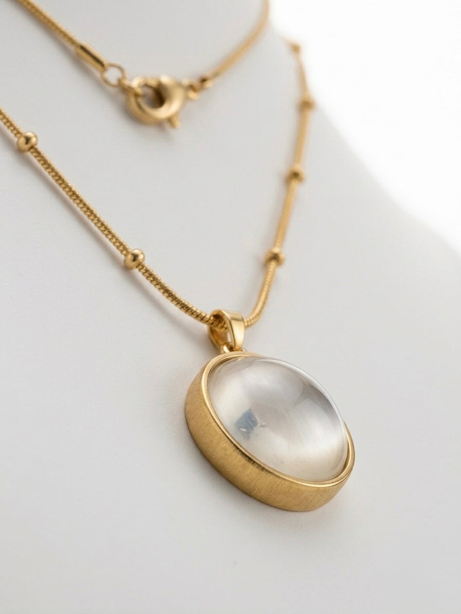 Moonstone Pearl Pendant Necklace